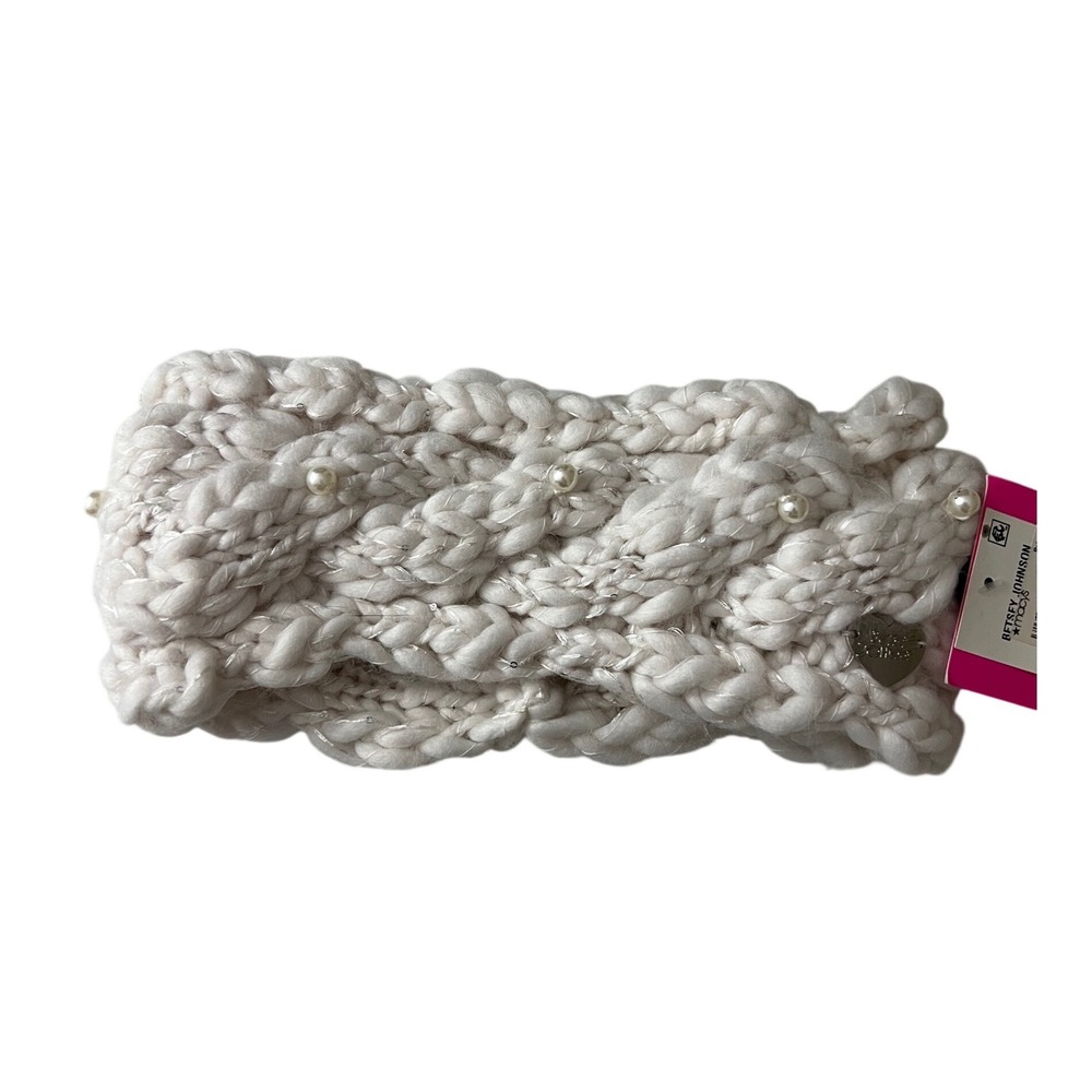 Betsey Johnson Winter Headbandโ Women Ivory Faux Pearl Chunky Knit